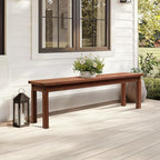 VINGLI Outdoor Wooden Bench, 62” Porch Bench Outdoor Backless Garden Bench, Small Outdoor Bench for Deck Patio Entryway (Brown, 62in)