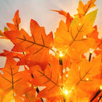 Artificial Maple Leaves Branches, 3-Pack 30-Inch Orange LED Lighted Stems