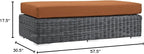 Modway Summon Wicker Rattan Outdoor Patio Sunbrella® Fabric Rectangle Ottoman in Canvas Tuscan