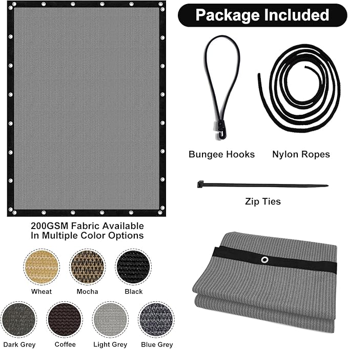 Artpuch 90% Sun Shade Cloth, 4 x 6 FT Pergola Shade Cover Canopy with Grommets, Sun Screen Fabric Tarp for Patio, Outdoor, Garden, Backyard, Light Grey
