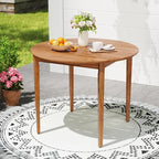 Tangkula 36" Round Outdoor Dining Table for 4, Acacia Wood 4-Person Patio Table with Slatted Tabletop & Adjustable Foot Pads, Indoor Outdoor Dining Furniture for Deck, Garden, Poolside & Backyard
