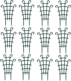 12 Pack Trellis for Potted Plants, Garden Trellis for Climbing Plants Plastic Mini Climbing Plant Trellis Flower Pots Support Stackable Trellis for Climbing Plants Peas, Dark Green