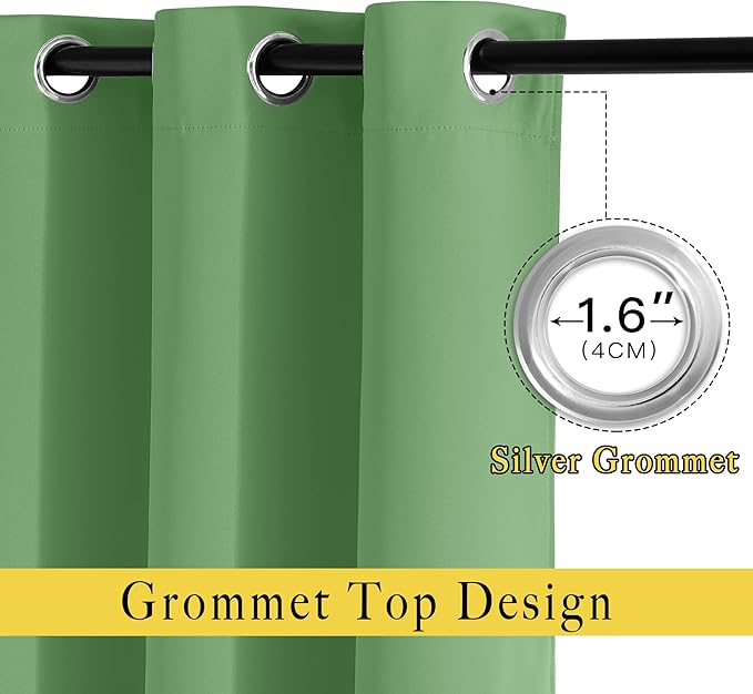 NICETOWN Blackout 108 inch Curtains for Sliding Glass Door, Grommet Thermal Insulated Room Darkening Window Treatment Sound Reducing Drapes for Room Divider, 1 Panel, W52 x L108, Froest Green