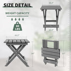 Side Table: Folding Polyethylene Patio Table, No Assembly, 60 lb Capacity