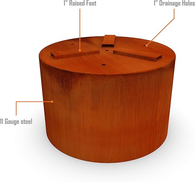 Plantercraft Large Round Planters for Outdoor Plants | 24" Dia x 12" H Corten Steel Planter | Extra Large Outdoor Planters & Metal Raised Garden Bed for Patio or Landscape