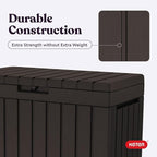 Keter Kentwood 50 Gallon Resin Deck Box for Outdoor Storage – Weather‑Resistant Balcony & Patio Box for Cushions, Throw Pillows & Garden Tools, Brown