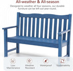 Stoog Outdoor Benches Set of 2, 2-Person All-Weather HIPS Garden Bench with 800 lbs Weight Capacity, Never Rot or Fade, Used for Patio, Deck, Backyard, Blue