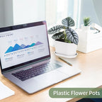 Windowsill Garden Pots, White Plastic Flower Pots with Drainage Tray for Herb, Succulents, African Violet (Pack of 6)