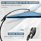 Grand patio 12 FT Sunbrella Cantilever Umbrella with Base Outdoor Aluminum Offset Umbrella with Tilt Adjustment (Sapphire Blue, 12 FT-SUNBRELLA)
