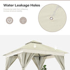LAUSAINT HOME Semi-Permanent Outdoor Patio Gazebo 10'x10', Heavy Duty Party Tent Shelter with Double Roofs, Mosquito Nettings and Privacy Screens for Backyard, Garden, Lawn, Cream White