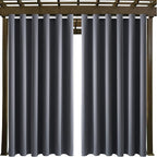 Water Proof Outside Curtains with Grommet Top for Porch, W84 x L95 Thermal Insulated Washable Light Block Outdoor Divider Drapes for Patio Gazebo Deck Pool Area Pergola Cabana (Gray, 2 Panels)