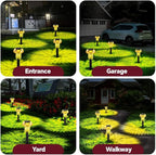 Easter Solar Pathway Lights Outdoor Decorative 4 Pack, Yellow LED Mushroom Solar Lights Outdoor Waterproof Solar Powered Decor for Yard Driveway Patio, Valentines Day Halloween Christmas Garden Decor