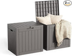 30 Gallon Outdoor Storage Box, Large Resin Deck Box for Patio Cushions, Garden Tools, Pool Accessories, Waterproof and Lockable Design, Storage Bench for Backyard & Deck(Gray)