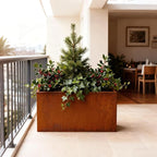 Rusted Metallic Heavy Rectangular Planter 30" x 12" x 24" for Outdoor Plants Corten Steel Outdoor Planter Spliced Flower Box with Partitions for Outside,Indoor,Garden (Corten, 30 * 12 * 24)