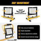 21000Lumen LED Work Lights with Stand - 3 Head Portable Work Light on Stand - IP66 Waterproof Tripod Worklights for Outdoor Indoor Job Site Workshop Garage Construction Site Lighting