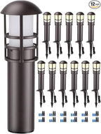 LEONLITE 12-Pack Low Voltage Landscape Pathway Lights 3W Landscape Lighting 12-24V LED Bollard Path Lights Wired CRI 90+ Aluminum Pathway Lighting for Walkway Yard Garden, ETL Listed, 3000K Warm White