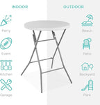 Best Choice Products 32in Bar Height Folding Table, Round Indoor Outdoor Accessory for Patio, Backyard, Dining Room, Events w/Thick Table Top, Metal Frame, Locking Legs, 330lb Weight Capacity - White | Bar Height, Indoor Outdoor, Patio, Backyard, Dinin...
