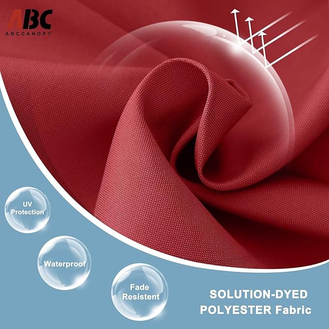ABCCANOPY Durable Solar Led Patio Umbrellas with 32LED Lights 11FT (Burgundy)