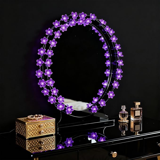 Indoor String Lights, 33ft Purple Cherry Blossom Fairy Lights, 100 LEDs