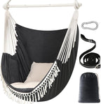 Chihee Hammock Chair 4.9ft x 3.9ft Max 500 Lbs Widen Hanging Swing 2 Cushions Included Metal Spreader Bar with Anti-Slip Grooves Portable Comfy Hanging Chair Side Pocket Bohemian Chair Indoor Outdoor