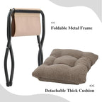 15"(H) Folding Ottoman, Foldable Footrest Stool, Portable Small Foot Stool for Couch, Collapsible Foot Rest Ottoman for Sofa, Padded Ottomans for Home, Living Room, Bedroom, Light Brown