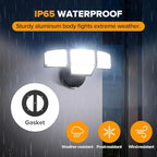 LUTEC 80W Dusk to Dawn Flood Lights Outdoor, 9000LM Super Bright LED Security Light with Photocell, IP65 Waterproof, 5000K Daylight, Hardwired 4 Heads Floodlight for Garage, Yard (Black)