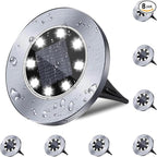 4.6 Inch Diameter Solar Ground Lights, Waterproof Solar Garden Lights, Outdoor Garden Waterproof Bright in-Ground Light, Landscape Lighting for Pathway,Yard,Lawn,Patio,Walkway (8 Pack White Light)