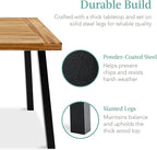 Best Choice Products 6-Person Indoor Outdoor Acacia Wood Dining Table, Picnic Table w/Powder-Coated Steel, 350 Pound Capacity Legs - Natural