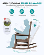 SERWALL HDPE Outdoor Rocking Chair for Adults, Heavy Duty Patio Rocking Chair, All-Weather Oversized Porch Rocker, Brown