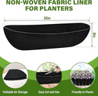Riare 4 Pack 36 Inch Black Felt Window Box Liners- Fabric Trough Planter Basket Liners Replacement, Non-Woven Hanging Plant Liner for Wall Hanging Basket, Garden Fence Railing (Avoid Bird Nesting)