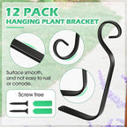 12 Pack Hanging Plant Bracket 7.3 Inches Metal Hook Decorative Straight Hanger for Bird Feeders, Wind Chimes, Flower Baskets, Planters Indoor Outdoor Wall