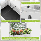 Raised Garden Bed with Trellis, 21 Gallon Self Watering Planter Box with Lockable Wheels & Drainage Holes for Climbing Plants Vegetables Flowers, Anti-Rust Resin for Backyard Patio (Ashen)