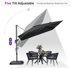 PURPLE LEAF 9 Feet Square Cantilever Umbrella Patio Umbrella with Base Outdoor Umbrella Aluminum Offset with 360-degree Rotation for Garden Deck Pool Patio Black