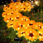 4 Pack with 24 Solar Sunflower Lights Outdoor Decorative Lights for Garden, Birthday Gift for Mom and Friends, IP65 Waterproof Sunflower Garden Stake Lights for Yard Patio Lawn Pathway