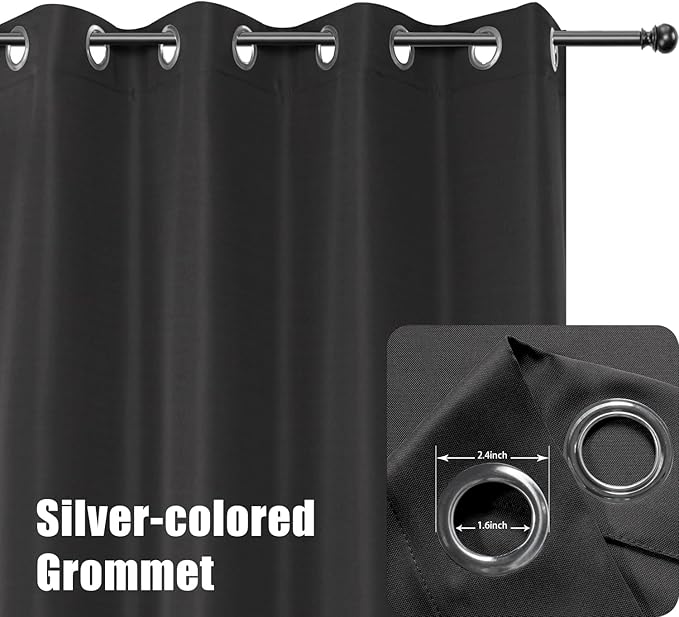 BONZER Outdoor Curtains for Patio Waterproof Thick Privacy Grommet Light Filtering Outside Curtains for Porch Pergola Gazebo Deck, 1 Panel, 54W x 120L inch, Charcoal