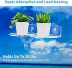 2-Pack Acrylic Window Plant Shelves with Suction Cups & Support Brackets - Semicircular Window Sill Extender for Herb Pots, Succulents, Flower Boxes, Micro Greens | Indoor/Outdoor Use