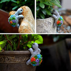 Mini Turtle Statue Miniature Tortoise Figurine Plant Pot Hanger, Realistic Resin Climbing Turtle Ornament Garden Decor for Bonsai Succulents Aquariums, Creative Gift for Plant Parents