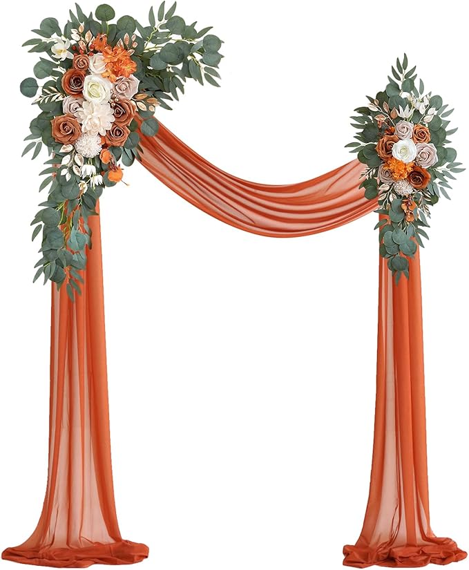 Artificial Flowers Swag Kit, Burnt Orange, 26 Ft Draping Fabric