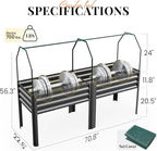 KING BIRD Large Raised Garden Bed with Netting Galvanized Elevated Planter Box with Legs 72×23×55 in for Backyard, Patio, Balcony, 700lb Capacity, Dark Grey