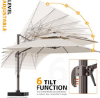 9' X 12' Cantilever Outdoor Patio Umbrellas with Base Included, Large Rectangle Umbrella Heavy Duty 360°Rotation Offset Umbrella for Garden Deck Pool Patio,Beige