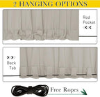 NICETOWN Outdoor Curtains for Patio Waterproof 108 inches Long 2 Panels, Windproof Thermal Insulated Top & Bottom Grommet/Back Tab Privacy Drapes with Rope for Gazebo, Natural, W52 x L108