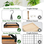 Plant Hanger Indoor, 2 Pack 16" Wooden Hanging Plant Holder with Metal Frame Large Hanging Planter for Indoor Plants Load 50LB Hanging Plant Shelf with 27.6" Long Chain, Ideal for Heavier Pots