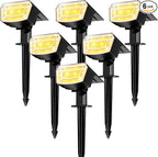 TECKNET Spot Lights Outdoor with 59 LED, 6 Pack Solar Lights Outdoor Waterproof IP65, Auto On/Off Solar Spot Lights, 3 Lighting Modes Solar Powered Garden, 2-in-1 Solars Landscape Light (Warm White)
