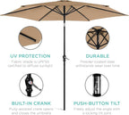Best Choice Products 10ft Outdoor Table Compatible Steel Polyester Market Patio Umbrella w/Crank and Easy Push Button Tilt