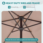 OLIXIS 7.5ft Patio Umbrella with Tilt and Crank Button & 8 Sturdy Ribs Waterproof, Patio Table Umbrella Perfect for Poolside, Terrace, Beach and Outdoor Restaurant, Khaki