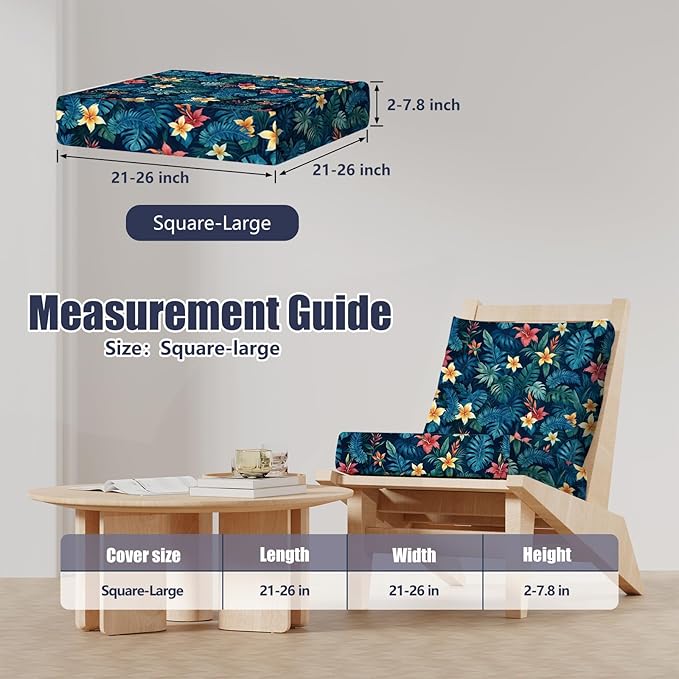 Cushion Covers 8 Pack Tropical Flower Stretch Fit Patio Seat Covers