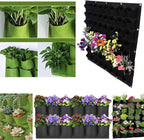 Hanging Planting Grow Bags, 64 Pockets Hanging Vertical Wall Planter Wall Mounted Grow Bag Outdoor Indoor Gardening Vertical Greening Flower Container, Planting Bags Storage Bags(1.0 m × 1.0 m, Black)