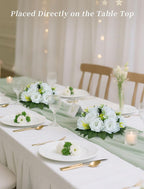 Artificial Flowers White Silk Rose Ball Centerpieces with Plastic Base