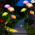 Upgraded Solar Garden Lights, 2 Pack Outdoor Solar Lights, New Round Panel for 40-Hour Runtime, Serve as Outdoor & Indoor Decor, 7-Color Changing Flower Lights, Waterproof for Patio Yard Decoration