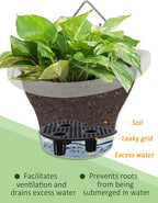 MADHOLLY 6Pcs Vertical Hanging Planters for Outdoor Plants - Wall Plant Holder for Indoor Decorations Garden Fence, Plastic Flower Pots with Drainage Grid and Hooks (Gray)